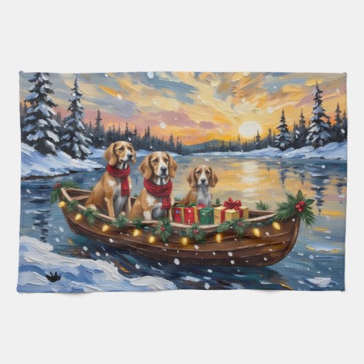 Linge De Cuisine Afghan Hound Christmas Boat Holiday (Horizontal)