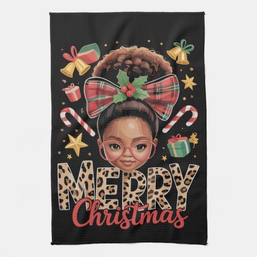 Linge De Cuisine African American Christmas Messy Bun Black Mom (Vertical)