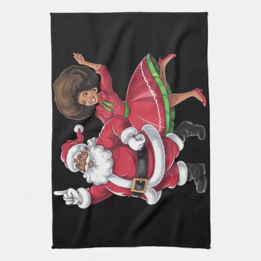 Linge De Cuisine African Père Noël Mme Claus Dansant Noël américain (Vertical)
