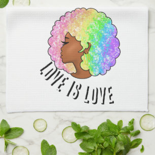 Linge De Cuisine afro arc-en-ciel LGBTQ amour est amour fierté fill