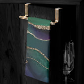 Linge De Cuisine Agate attrayante | Joyau foncé Tone Pierre Or Vein