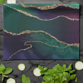 Linge De Cuisine Agate attrayante | Joyau foncé Tone Pierre Or Vein