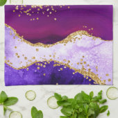 Linge De Cuisine Agate de Parties scintillant de Peacock violet et  (Plié)