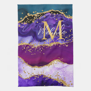 Linge De Cuisine Agate de Parties scintillant de Peacock violet et 