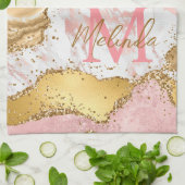 Linge De Cuisine Agate des séquences or et rose (Plié)