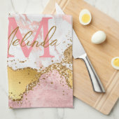 Linge De Cuisine Agate des séquences or et rose (Quart Plié)