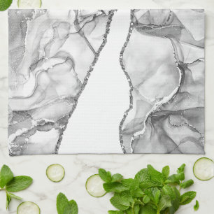 LINGE DE CUISINE AGATE EN MARBRE D'ARGENT LÉGER PARTIES SCINTILLANT