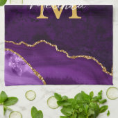 Linge De Cuisine Agate en marbre violet et or (Plié)