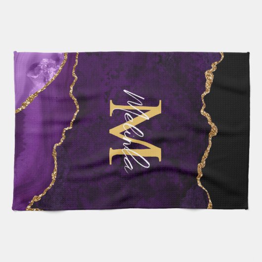 Linge De Cuisine Agate en marbre violet et or (Horizontal)