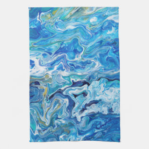 Linge De Cuisine Agate folle élégante 6 de dentelle - bleu d'océ