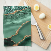 Linge De Cuisine Agate Green Gold Parties scintillant Geode Marbre (Quart Plié)