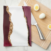 Linge De Cuisine Agate liede vin et or (Quart Plié)