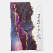 Linge De Cuisine Agate Moderne Bleu & Violet Espace & Étoiles (Vertical)