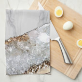 Linge De Cuisine Agate noir doré Marbre blanc (Quart Plié)
