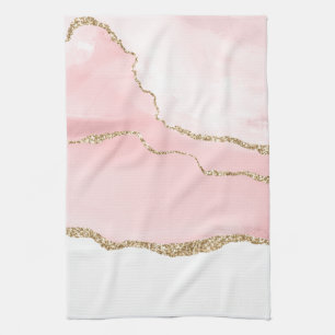 Linge De Cuisine Agate rose vierge avec ruban or Élégant