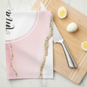 Linge De Cuisine Agate rose vierge avec ruban or Élégant (Quart Plié)