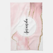 Linge De Cuisine Agate rose vierge avec ruban or Élégant (Vertical)