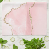 Linge De Cuisine Agate rose vierge avec ruban or Élégant (Plié)