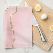 Linge De Cuisine Agate rose vierge avec ruban or Élégant (Quart Plié)