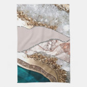 Linge De Cuisine Agate Turquoise Blue Gold Parties scintillant Marb (Vertical)