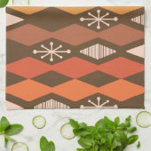 Linge De Cuisine Age atomique Géométrique Brown Orange (Plié)