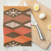 Linge De Cuisine Age atomique Géométrique Brown Orange (Quart Plié)