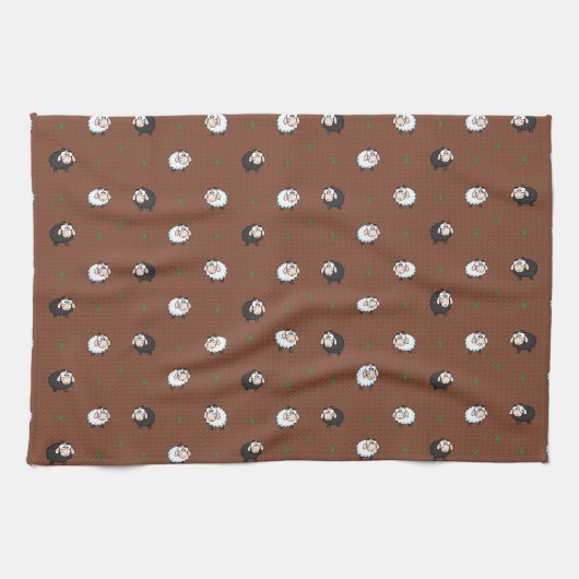 Linge De Cuisine Agneaux adorables Motif Dark Version (Horizontal)