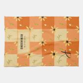 Linge De Cuisine Agritourisme rustique orange en vichy floral monog (Horizontal)