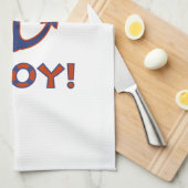 Linge De Cuisine AHOY ! Bouée + Design Ancre Rouge+Bleu (Quart Plié)