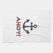 Linge De Cuisine AHOY ! Bouée + Design Ancre Rouge+Bleu (Horizontal)
