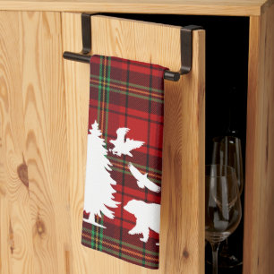 Linge De Cuisine Aigle de l'Ours des pins sur tarte noire rouge