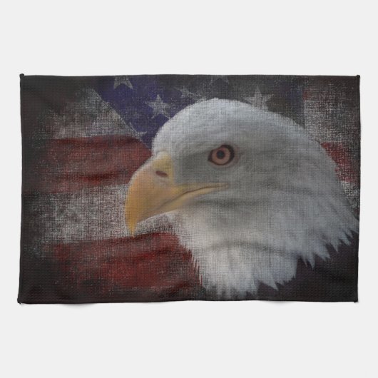 Linge De Cuisine Aigle et drapeau patriotiques (Horizontal)