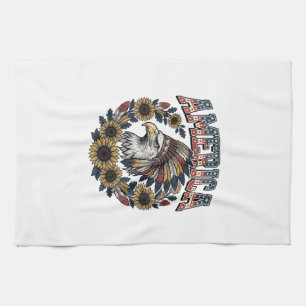 Linge De Cuisine Aigle Patriotique Fleur de Tournesol Vintage Améri