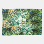 Linge De Cuisine Aiguilles Feuilles tropicales bleues (Horizontal)