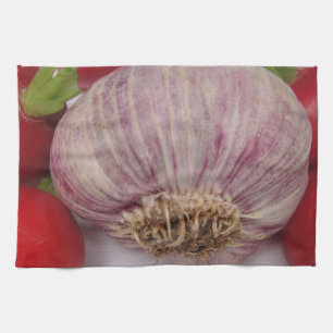Linge De Cuisine Ail violet avec des radis