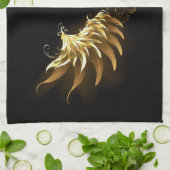 Linge De Cuisine Ailes d'Ange d'or sur arrière - plan noir (Plié)