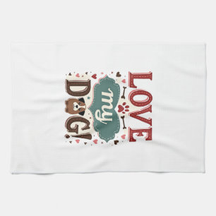 Linge De Cuisine Aime Moi Aime Mon Chien Vintage Joli Empreinte De