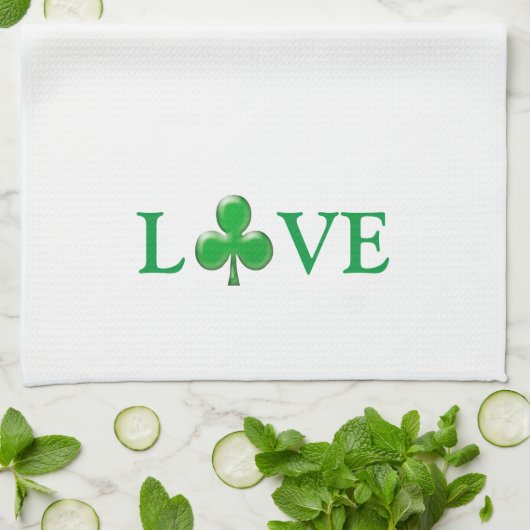 Linge De Cuisine Aimer Vert blanc Shamrock mignon moderne (Plié)