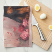 Linge De Cuisine Airedale avec Rose - Saint Valentin (Quart Plié)