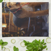 Linge De Cuisine Airedale Snowy Sleigh Ride Décor de Noël (Plié)