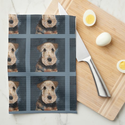 LINGE DE CUISINE AIREDALE TERRIER (Quart Plié)