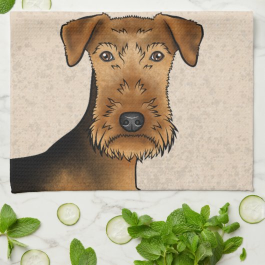 Linge De Cuisine Airedale Terrier Bingley Terrier Tête de chien Bei (Plié)