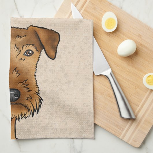 Linge De Cuisine Airedale Terrier Bingley Terrier Tête de chien Bei (Quart Plié)