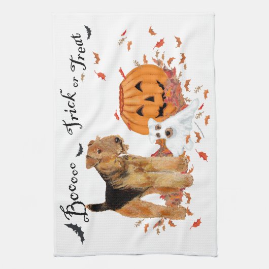Linge De Cuisine Airedale Terrier Halloween (Vertical)