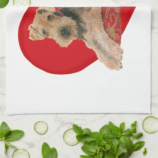 Linge De Cuisine Airedale Terrier Valentine (Plié)