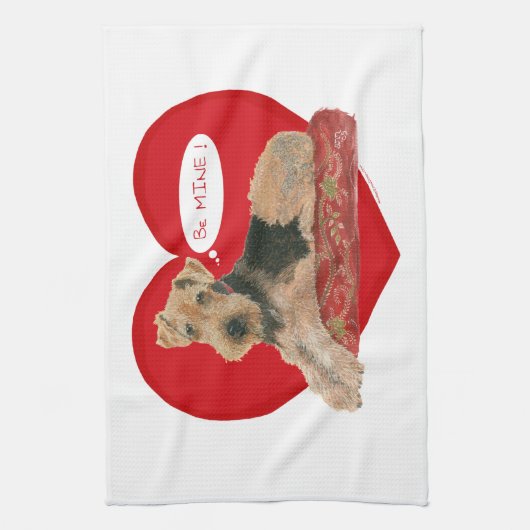 Linge De Cuisine Airedale Terrier Valentine (Vertical)