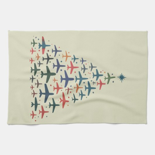 Linge De Cuisine Airplane Christmas Tree Retro Pilot Flying Flight  (Horizontal)