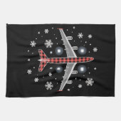 Linge De Cuisine Airplane Plaid Christmas Pilot (Horizontal)