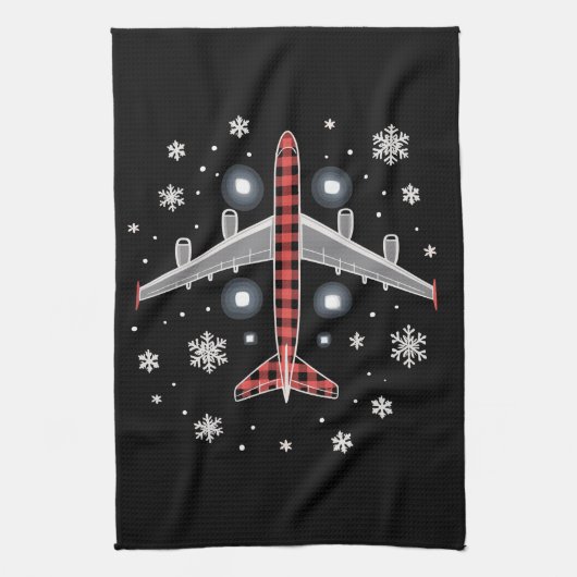 Linge De Cuisine Airplane Plaid Christmas Pilot (Vertical)