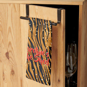 Linge De Cuisine Ajouter Le Nom Texte Elle Tigre Tiger Tirages Fleu